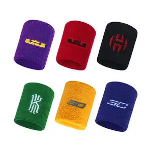 High Quality Embroidery Bicycle Trainer Sweatband Elastic Sports Custom Wristband