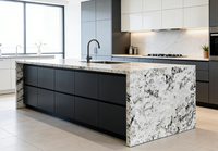 Dalle de marbre translucide bleu paon de luxe sur mesure, plan de travail d'îlot, design moderne, dalle de pierre naturelle pour mur et sol de villa