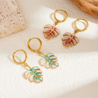 Franse verse polygoon hanger oorbelgespen handgeschilderde emaille tulp vis fruit decoratieve oorbellen vintage sieraden