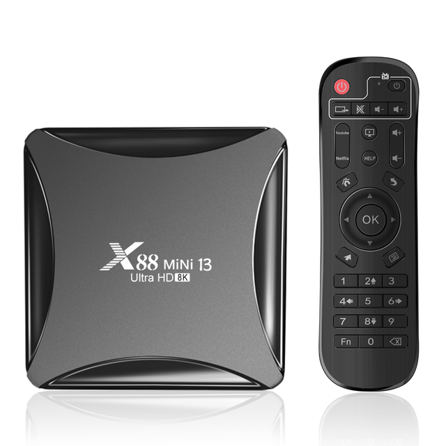 X88 Mini 13 4K HD Android 13 Smart TV Box RK3528 Quad-Core 2.4G /5G Dual Band Wifi BT5.0 Media Player 12 Month