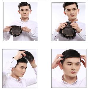 <strong>Invisible</strong> 100% Human Hair Wig with for Swiss Lace and PU Natural Hairline Silk Base <strong>Closure</strong> Men's Hair Replacement - Product Image 1