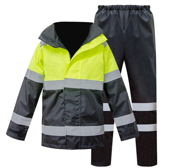 ZUJA Reflective Safety Hi Vis Freezer Clothingfreezer Raincoat Jacket Factory Traffic Waterproof RAINWEAR  Raincoat Rainy