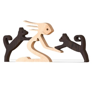 Fatingna nordico in legno popolare famiglia cane combinazione di intaglio del legno transfrontaliero popolare regalo per <span class=keywords><strong>la</strong></span> casa per animali domestici commemorativo - Product Image 4