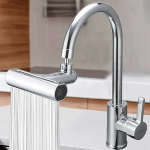Robinet de cuisine cascade 3 modes, universel, avec douchette pivotante à 720°, rallonge de robinet d'évier de salle de bain, mitigeur de lavabo effet pluie - Product Image 2