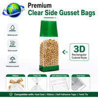 Bloc de gousset latéral en plastique transparent avec impression de logo personnalisé et sans danger pour violoncelle Sac de pochette d'emballage en plastique pour bonbon cadeau alimentaire à fond carré Bopp Opp