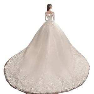 Nuevo Vestido de Novia Principal de Manga Larga 2025, Vestido de Novia de Lujo con Manga Larga y Cola Catedral Real de Encaje - Product Image 5