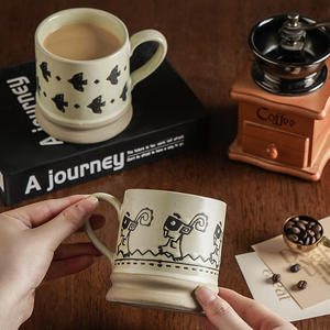 Taza de café de cerámica retro japonesa hecha a mano, creativa, con asa, individual, para regalo y uso diario. - Product Image 2