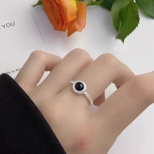 S925 Sterling Silver Black Onyx <b>Ring</b> For Women Open <b>Adjustable</b> Design Everyday Wear Jewelry - Product Image 4
