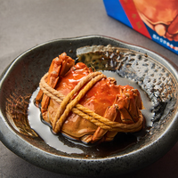 Crabe entier mariné au vin Hua Diao surgelé précuit avec pâte rouge Crabe prêt à manger