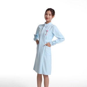 Robe médicale à manches longues pour femmes, uniforme, bon marché, bleu clair, vêtements médicaux pour soins infirmiers, nouveau Design, robe chemisier, uniforme - Product Image 3