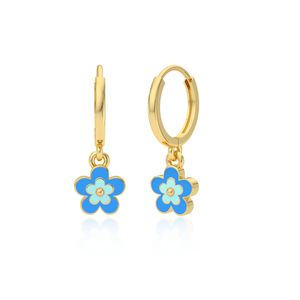 ROXI Designers - Pendientes de Aro con Diseño de Flor Esmaltada y Circonitas, Chapados en Oro de 18k, Plata de Ley S925, Regalo para Bodas y Fiestas - Product Image 2