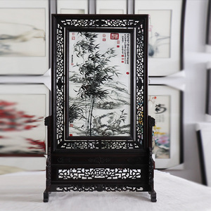 Suzhou Embroidery Double Sided <b>Bamboo</b> Landscape <b>Screen</b> Handcrafted Silk Ornament For Living Room Bedroom Study - Product Image 1