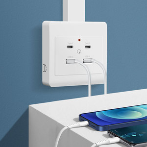 86 Type Surface Mounted Charging Socket Type C <b>USB</b> Fast Charging Multi Port <b>Wall</b> <b>Plug</b> Universal Plastic Pure Copper - Product Image 1