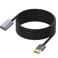 Câble de données USB 2.0 blindé plaqué or haute vitesse, mâle-femelle, avec âme en cuivre et gaine en nylon tressé, pour imprimante et clé USB