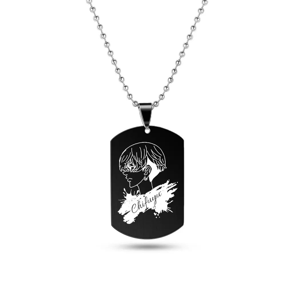 Dog Tag Necklace Customize Street Cool Mens Engraved Stainless Steel Pendant Enamel Print Name Id 3D Tag