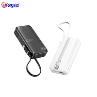 Batería Externa Recargable de 10000mAh con Cables de Carga Integrados, Un Puerto USB de Salida, Batería Externa Compacta con Logotipo Personalizado