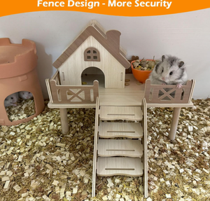 Fabrika toptan çevre dostu katı ahşap üçgen <span class=keywords><strong>Pet</strong></span> House <span class=keywords><strong>Hamster</strong></span> kafes platformu ile küçük ırkları için merdiven - Product Image 5
