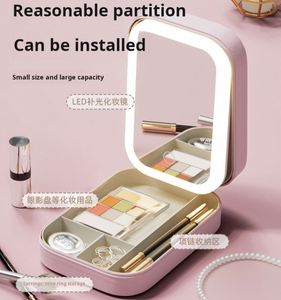 Portable Battery Inside LED Makeup Bag with Mirror and Jewelry <b>Box</b> Dustproof Cosmetic Storage Case Wholesale - Product Image 3