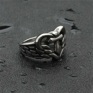 Men's <b>Silver</b> Heart Shape Stainless Steel <b>Ring</b> Geometric Punk Style Fashion Jewelry Gift 26098 - Product Image 2