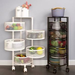 Rotating Movable Metal Organizer Kitchen Storage Rack for <b>Vegetable</b> and Snack Food Use <b>Standing</b> Type Storage Rack Factory OEM - Product Image 3