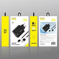 Colokan AS EU 33W Pengisi Daya Cepat Ponsel QC3.0 USB Pengisi Daya Cepat Dengan Kabel Tipe C 33W Pengisi Daya Cepat Adaptor Daya USB
