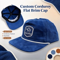 Topi Snapback Retro Corduroy 5 Panel dengan Tali, Logo OEM Custom, Dapat Disesuaikan, untuk Olahraga Golf Outdoor, Unisex