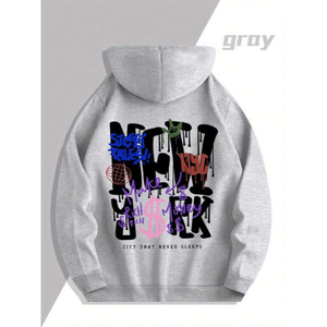 Sweat à capuche épais sans cordon de serrage, personnalisable avec logo imprimé numériquement, écologique, respirant, hiver, broderie 3D - Product Image 2
