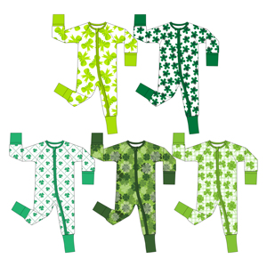 Weiwei Peuter Bamboe Pyjama Voor St. Patrick 'S Dag, 2-delige Set Met Groene Klaverprints, Zachte Stof, Nachtcomfort - Product Image 1