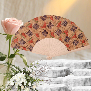 Tùy Chỉnh In Logo Gấp Tre Tay Fan Cưới Tre Cầm Tay Vải Người Hâm Mộ - Product Image 3