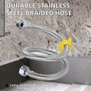 Tuyau <span class=keywords><strong>flexible</strong></span> de toilette tressé en fil d'acier inoxydable personnalisé plomberie ondulé en chrome durable pour salles de bains modernes - Product Image 4