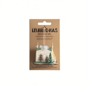 Adorno de tienda de campaña de cartón Levitehas, 5x3.5x4 pulgadas, decoración colgante para árbol de Navidad, estilo rústico hecho a mano - Product Image 1