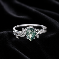 Bague de promesse pour femme en argent sterling 925, style bohème, forme de feuille de poire, pour mariage, fiançailles, anniversaire, usage quotidien