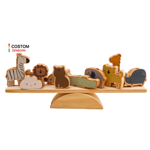 Early Educational Montessori Wooden Animal Stacking Building Block Multifunction Threading Balance See-Saw Toys for Boys Girls - Product Image 1