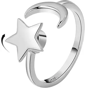 2022NEW Fashionable Anxiety Ring for Women Spinner Fidget Moon Star Anti Anxiety Ring Silver Gold Adjustable Copper Rings