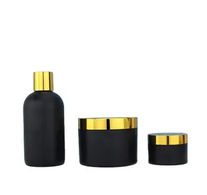 Nhựa PET Mỹ Phẩm Container Jar Với Nắp Vàng Sáng Bóng Cao Cấp Mỹ Phẩm Đóng Gói Set Chai Nhựa Jar Kem 250Ml Matte