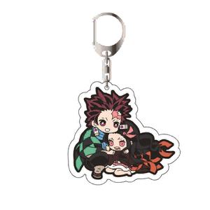 0-100 Design Anime <span class=keywords><strong>Demon</strong></span> <span class=keywords><strong>Slayer</strong></span> Porte-clés Transparent Acrylique Kamado Nezuko DCar Porte-clés Anneau Pendentif Bijoux Cadeau - Product Image 1