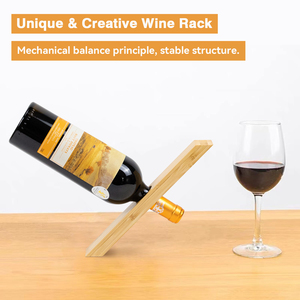 GL porta bottiglie di vino di bambù personalizzato all'ingrosso porta oggetti da cucina da tavolo da appoggio per bottiglia di vino singolo supporto per Rack - Product Image 2