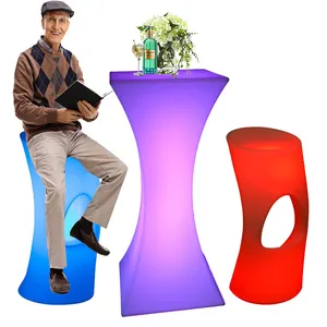 Commercial Plastic Color Changing Battery Operated Color Changing Illuminated Led Bar Table And Chair Lighting Furniture