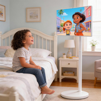 Televisor Inteligente LED Blanco de 24 Pulgadas con Pantalla Táctil Giratoria, Sistema Operativo Android Portátil, Cámara, Base Recargable con Ruedas, Full HD 40-75Hz 100% sRGB