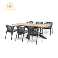 Ensemble de meubles de salon d'extérieur, table de jardin en rotin tressé, table à manger avec chaises