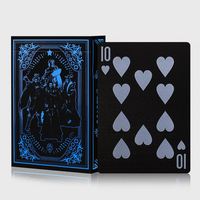 Cartes à jouer Oracle personnalisées en plastique noir et or avec logo imprimé, imperméables, face avant et arrière vierges, dans une boîte en plastique