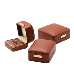Wholesale Luxury Simple Gold PU Leather Jewelry <b>Box</b> for <b>Earring</b> Packaging Wedding Ring Jewelry <b>Box</b> Packaging Luxury Jewelry <b>Box</b> - Product Image 2