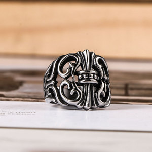 Vintage Men's <b>Titanium</b> Steel Cross <b>Ring</b> Punk Style Gift Jewelry - Product Image 5