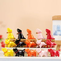 Figurine en céramique moderne et mignonne pour chiot, artisanat animal créatif pour plateau à thé pour animaux de compagnie, ornement de bureau et service à thé, accessoires pour la maison