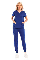 Seragam Kerja Medis Wanita, Celana Scrub V-Neck Modern Sporty, Bahan Spandex