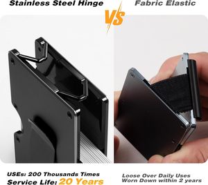 กระเป๋าสตางค์อะลูมิเนียมบางเฉียบ ป้องกัน RFID สำหรับผู้ชาย แบบมีบานพับ ใส่บัตรเครดิตได้ พร้อมที่หนีบเงิน - Product Image 4