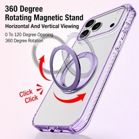 Coque transparente effet cristal de glace pour iPhone 17 Pro Max avec support magnétique rotatif, protection de caméra surélevée et cadre couleur bonbon