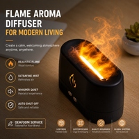 Diffuseurs d'arômes ultrasoniques à flamme personnalisés avec logo, 200 ml, USB, portables, pour bureau, lumière de nuit, diffuseur d'huiles essentielles avec certification CE RoHS