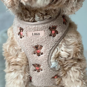 冬の高級ファッション刺繍なしプルパッド入り小型テディ犬ハーネスセットスカーフリーシュ襟うんちバッグホルダーカスタムデザイナー - Product Image 6