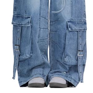 กางเกงยีนส์ทรงแบ็กกี้แบบใหม่สำหรับผู้หญิง ผ้าฝ้าย 100% สไตล์ Y2K มีกระเป๋าหลายช่อง กางเกงคาร์โก้ผ้าเดนิมสำหรับผู้หญิง - Product Image 5